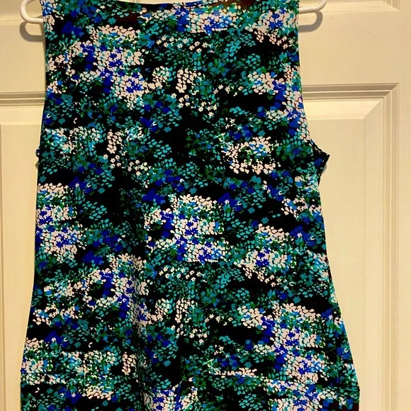 Carole Little Tank Top Shell Sleeveless Multicolor Print Brown Turquoise Sz L - Picture 2 of 5